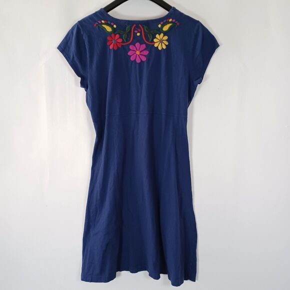 Johnny Was JWLA Dress Large Embroidered Birds Love Stretch Knit Boho Hippie Vntg - Picture 5 of 10